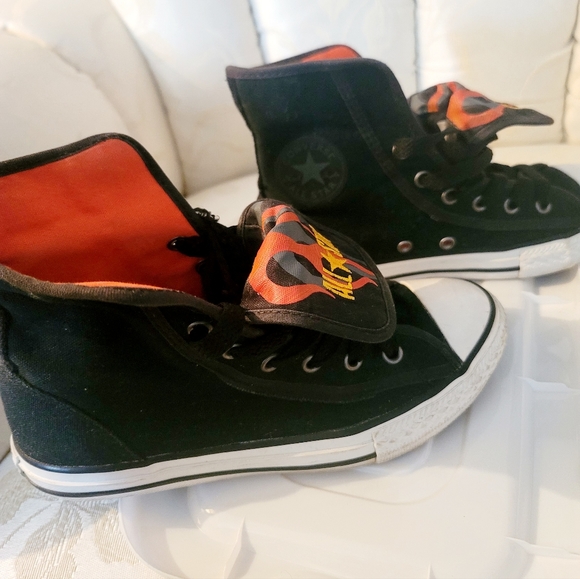 Converse All Star High Top Black with Fold Down Flames  640539F ZR4ZDKY700281 - Picture 2 of 4
